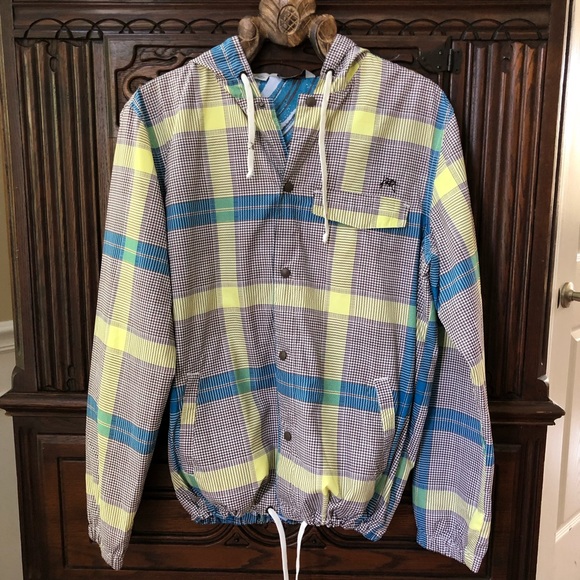 Kirra Other - Kirra Hooded Jacket Snap Front Plaid Windbreaker